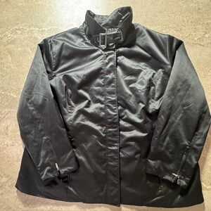 Mossimo Women's 3X Black Padded Moto Jacket Satiny Full Zip Buckle Neck